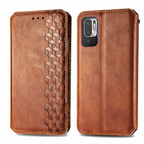 Leather Case Stands Flip Cover Holder S01D for Xiaomi Redmi Note 11 SE 5G Brown