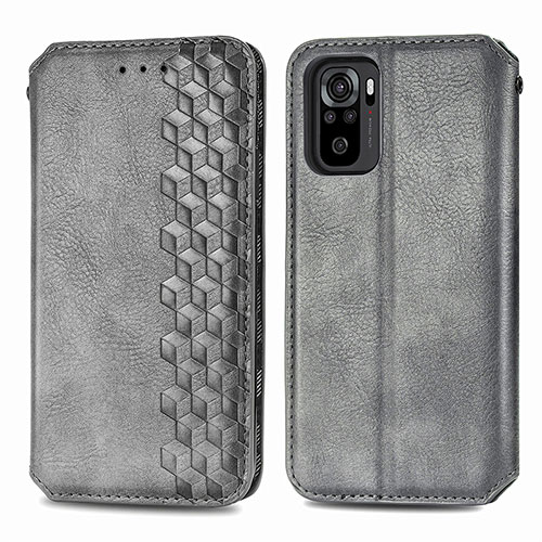 Leather Case Stands Flip Cover Holder S01D for Xiaomi Redmi Note 11 SE India 4G Gray