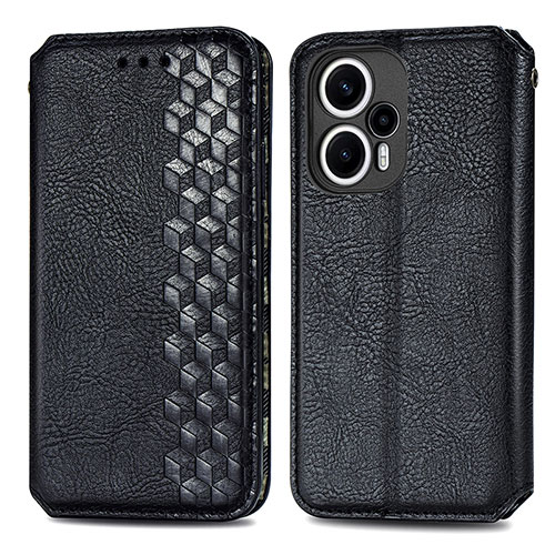 Leather Case Stands Flip Cover Holder S01D for Xiaomi Redmi Note 12 Turbo 5G Black