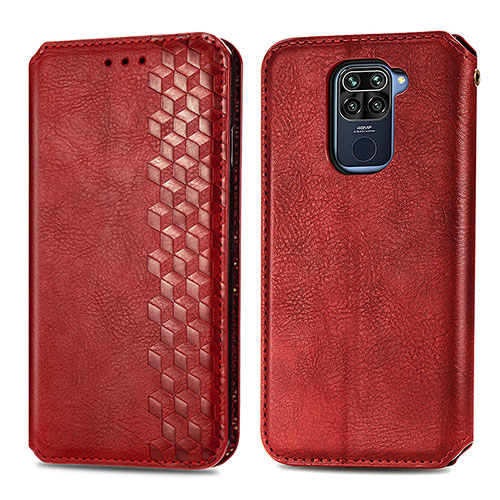 Leather Case Stands Flip Cover Holder S01D for Xiaomi Redmi Note 9 Red