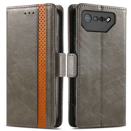 Leather Case Stands Flip Cover Holder S02D for Asus ROG Phone 7 Gray