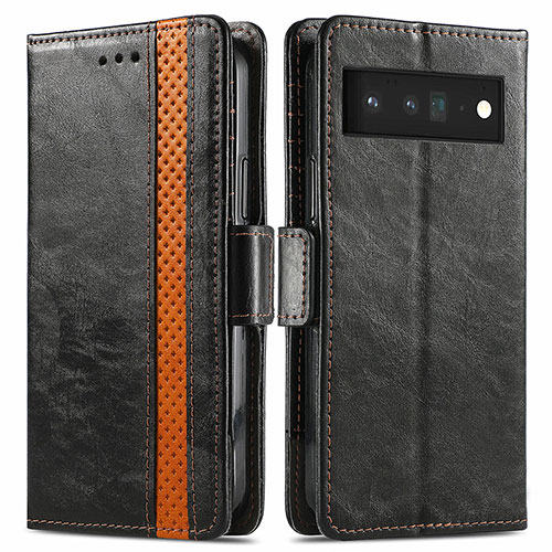 Leather Case Stands Flip Cover Holder S02D for Google Pixel 6 Pro 5G Black