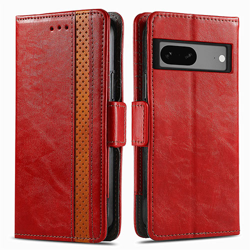 Leather Case Stands Flip Cover Holder S02D for Google Pixel 7 5G Red