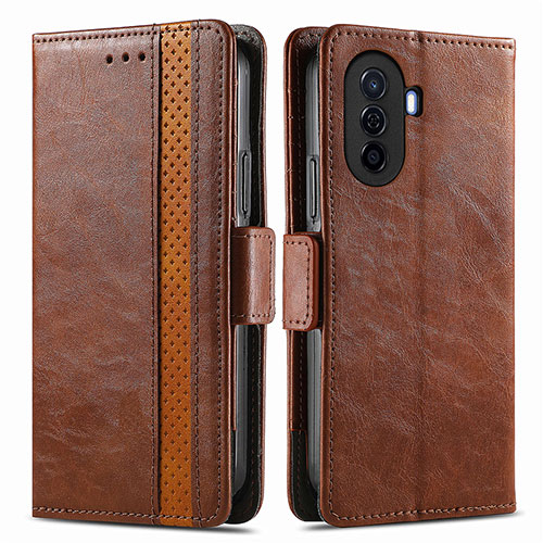 Leather Case Stands Flip Cover Holder S02D for Huawei Enjoy 50 Brown