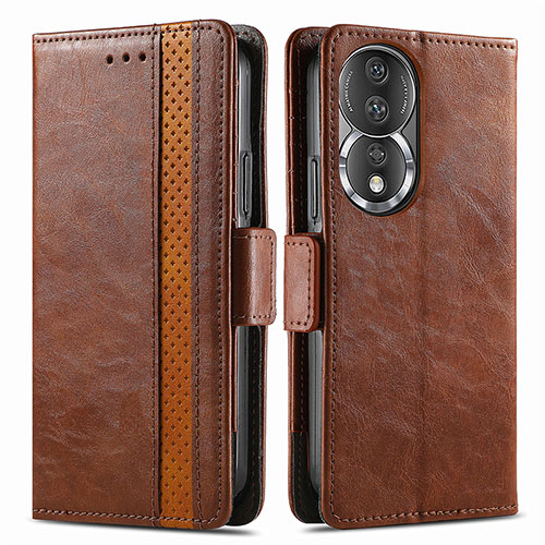 Leather Case Stands Flip Cover Holder S02D for Huawei Honor 80 5G Brown