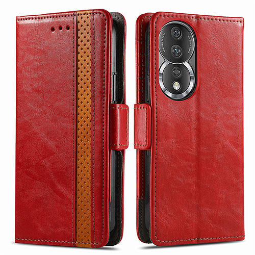 Leather Case Stands Flip Cover Holder S02D for Huawei Honor 80 5G Red