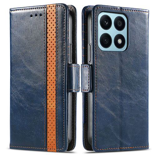 Leather Case Stands Flip Cover Holder S02D for Huawei Honor X8a 4G Blue