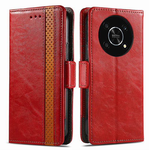 Leather Case Stands Flip Cover Holder S02D for Huawei Honor X9 5G Red