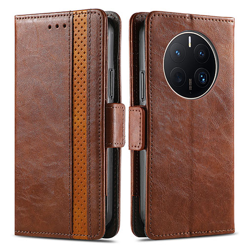 Leather Case Stands Flip Cover Holder S02D for Huawei Mate 50 Pro Brown