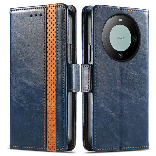 Leather Case Stands Flip Cover Holder S02D for Huawei Mate 60 Pro+ Plus Blue