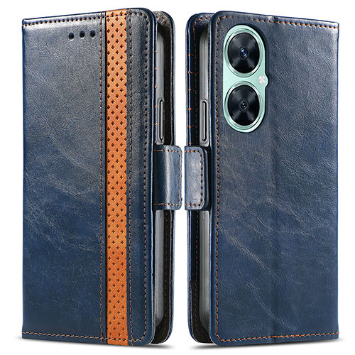 Leather Case Stands Flip Cover Holder S02D for Huawei Nova 11i Blue