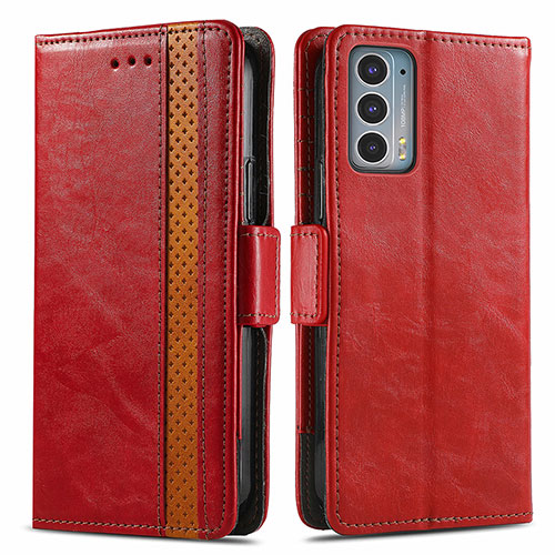 Leather Case Stands Flip Cover Holder S02D for Motorola Moto Edge 20 5G Red