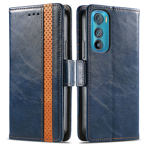 Leather Case Stands Flip Cover Holder S02D for Motorola Moto Edge 30 5G Blue