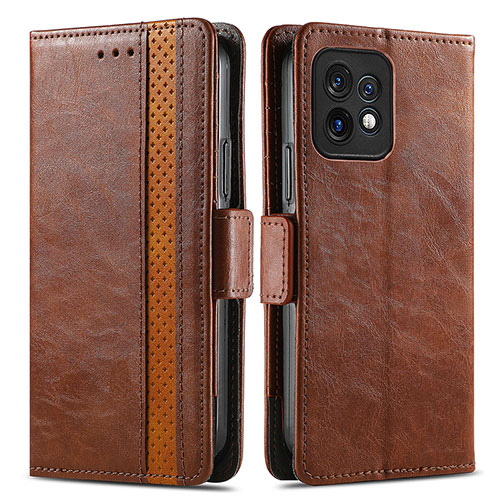 Leather Case Stands Flip Cover Holder S02D for Motorola Moto Edge 40 Pro 5G Brown