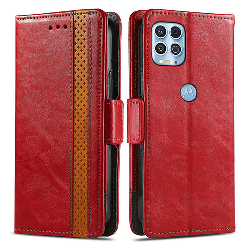 Leather Case Stands Flip Cover Holder S02D for Motorola Moto Edge S 5G Red