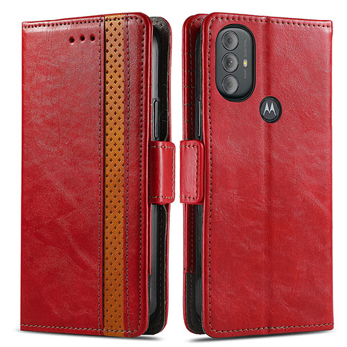 Leather Case Stands Flip Cover Holder S02D for Motorola Moto G Play (2023) Red