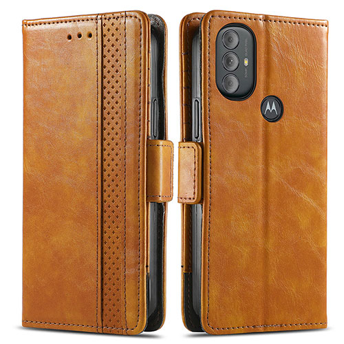 Leather Case Stands Flip Cover Holder S02D for Motorola Moto G Play Gen 2 Light Brown