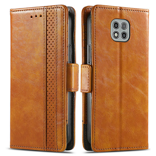 Leather Case Stands Flip Cover Holder S02D for Motorola Moto G Power (2021) Light Brown