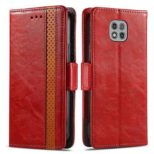 Leather Case Stands Flip Cover Holder S02D for Motorola Moto G Power (2021) Red