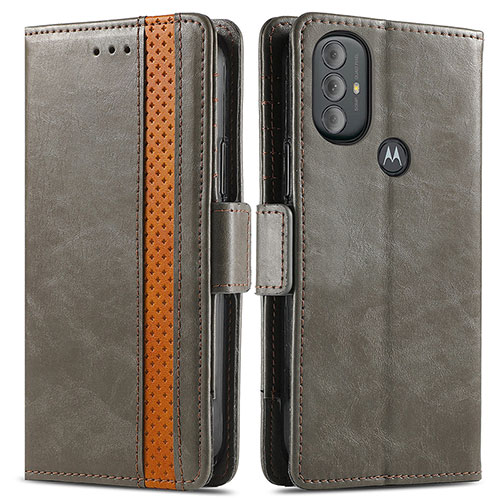 Leather Case Stands Flip Cover Holder S02D for Motorola Moto G Power (2022) Gray