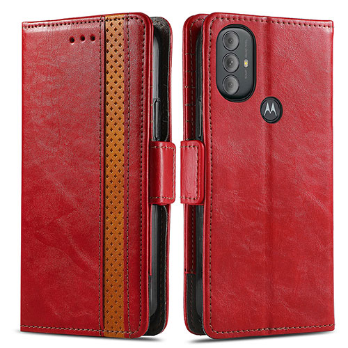Leather Case Stands Flip Cover Holder S02D for Motorola Moto G Power (2022) Red