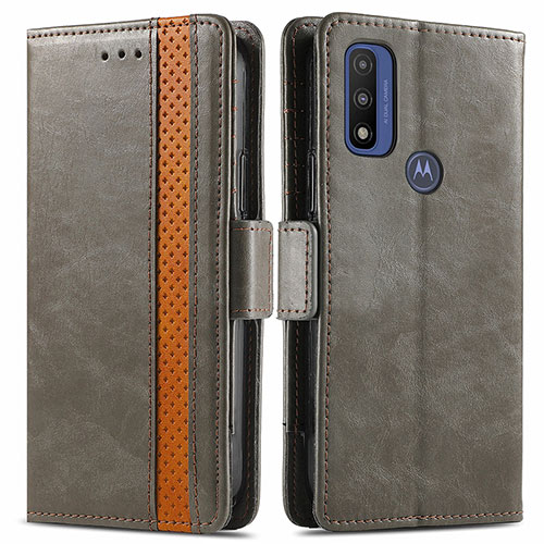 Leather Case Stands Flip Cover Holder S02D for Motorola Moto G Pure Gray