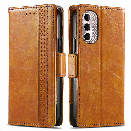 Leather Case Stands Flip Cover Holder S02D for Motorola Moto G Stylus (2022) 4G Light Brown