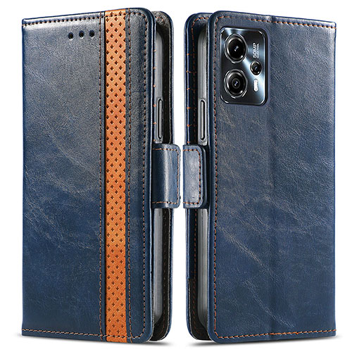 Leather Case Stands Flip Cover Holder S02D for Motorola Moto G13 Blue