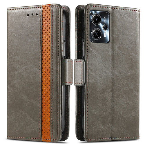 Leather Case Stands Flip Cover Holder S02D for Motorola Moto G13 Gray