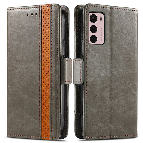 Leather Case Stands Flip Cover Holder S02D for Motorola Moto G42 Gray