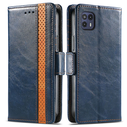 Leather Case Stands Flip Cover Holder S02D for Motorola Moto G50 5G Blue