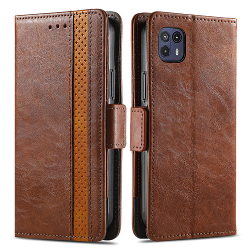 Leather Case Stands Flip Cover Holder S02D for Motorola Moto G50 5G Brown