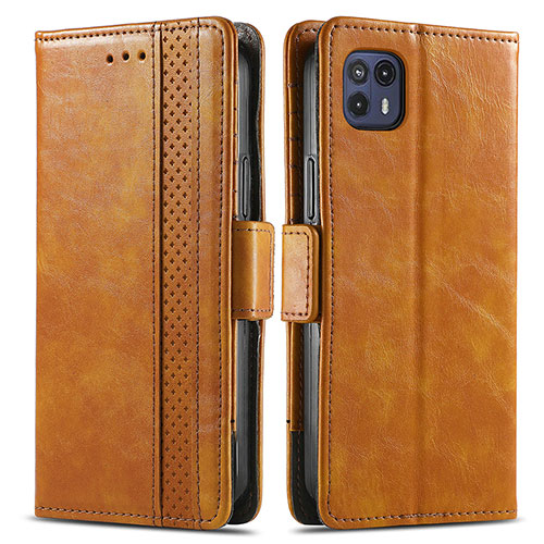 Leather Case Stands Flip Cover Holder S02D for Motorola Moto G50 5G Light Brown