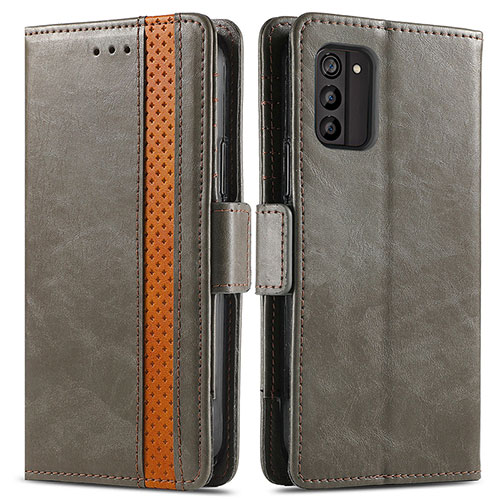 Leather Case Stands Flip Cover Holder S02D for Nokia G100 Gray