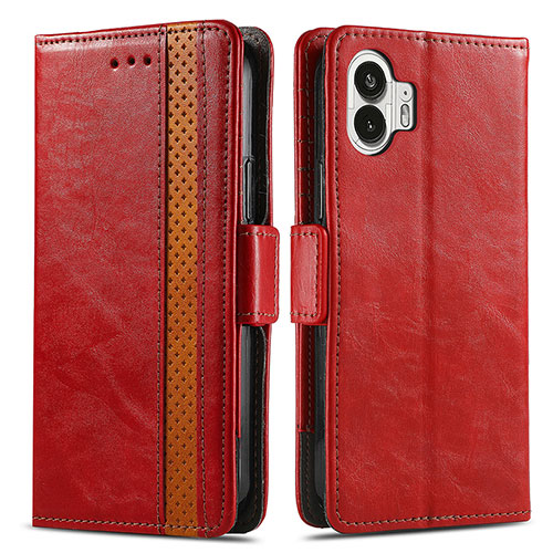 Leather Case Stands Flip Cover Holder S02D for Nothing Phone 2 Red