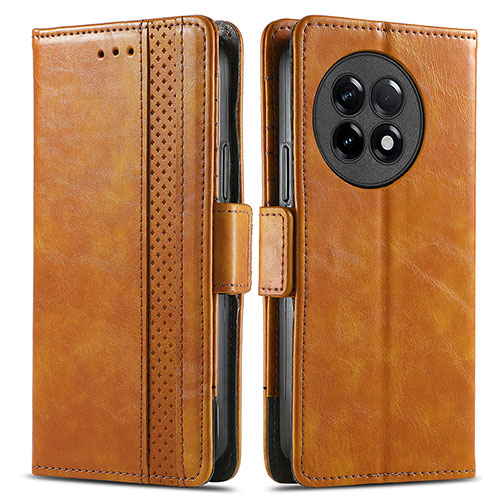 Leather Case Stands Flip Cover Holder S02D for OnePlus Ace 2 5G Light Brown