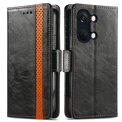 Leather Case Stands Flip Cover Holder S02D for OnePlus Ace 2V 5G Black