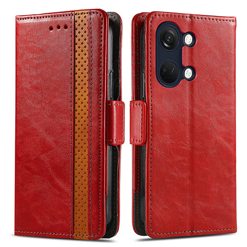 Leather Case Stands Flip Cover Holder S02D for OnePlus Ace 2V 5G Red