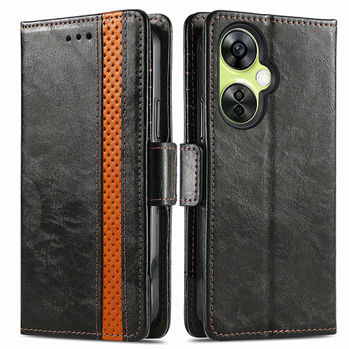 Leather Case Stands Flip Cover Holder S02D for OnePlus Nord CE 3 5G Black