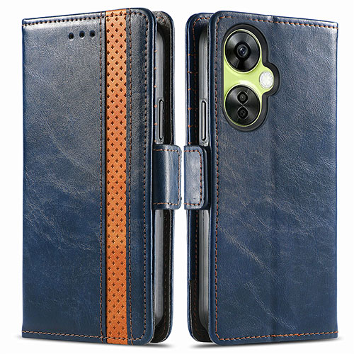 Leather Case Stands Flip Cover Holder S02D for OnePlus Nord CE 3 5G Blue