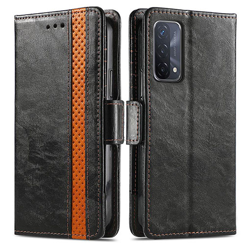 Leather Case Stands Flip Cover Holder S02D for OnePlus Nord N200 5G Black