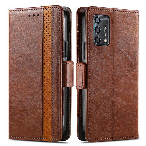 Leather Case Stands Flip Cover Holder S02D for Oppo A74 4G Brown