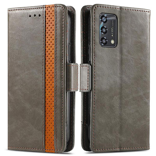 Leather Case Stands Flip Cover Holder S02D for Oppo A95 4G Gray