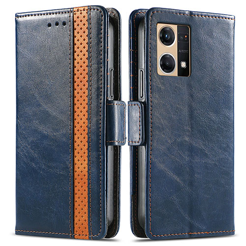 Leather Case Stands Flip Cover Holder S02D for Oppo F21 Pro 4G Blue