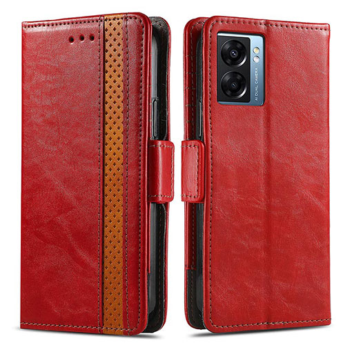 Leather Case Stands Flip Cover Holder S02D for Oppo K10 5G India Red