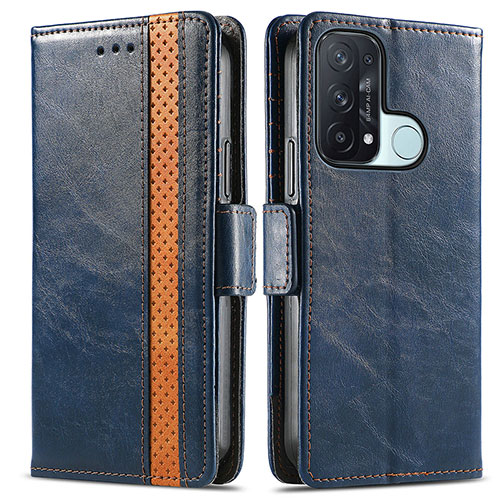 Leather Case Stands Flip Cover Holder S02D for Oppo Reno5 A Blue