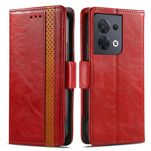 Leather Case Stands Flip Cover Holder S02D for Oppo Reno9 Pro 5G Red