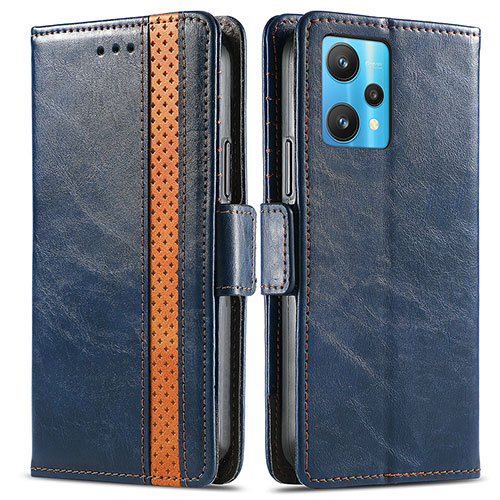 Leather Case Stands Flip Cover Holder S02D for Realme 9 4G Blue