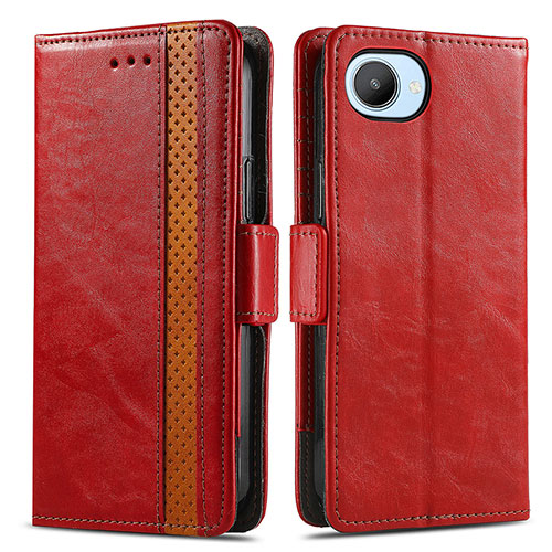 Leather Case Stands Flip Cover Holder S02D for Realme C30s Red