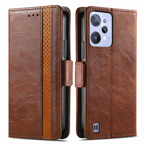 Leather Case Stands Flip Cover Holder S02D for Realme C31 Brown